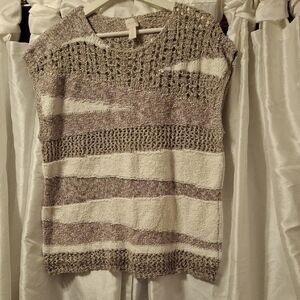 Chico's  Sweater in Cream and Brown Med (2)